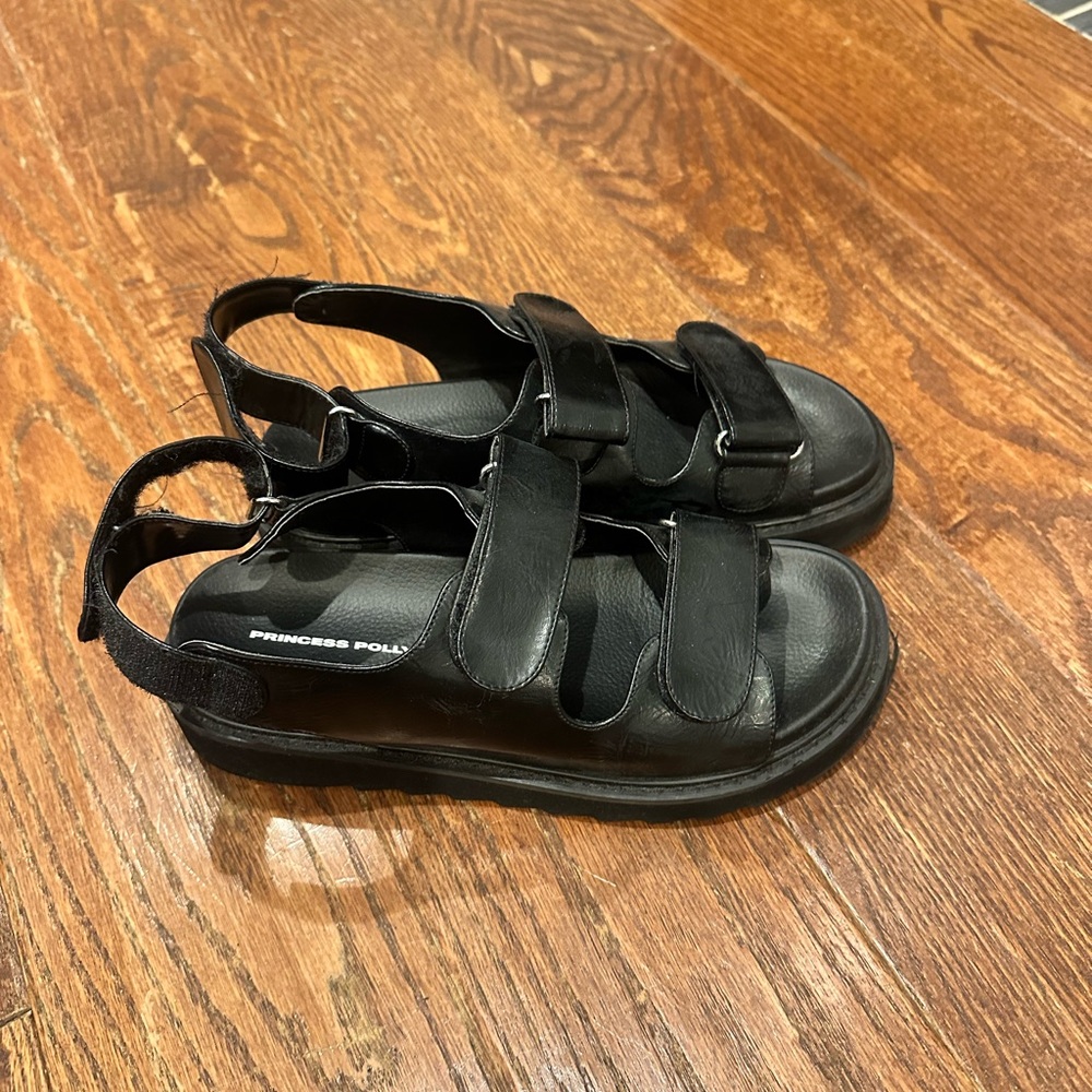 Princess Polly Black Strap Sandals